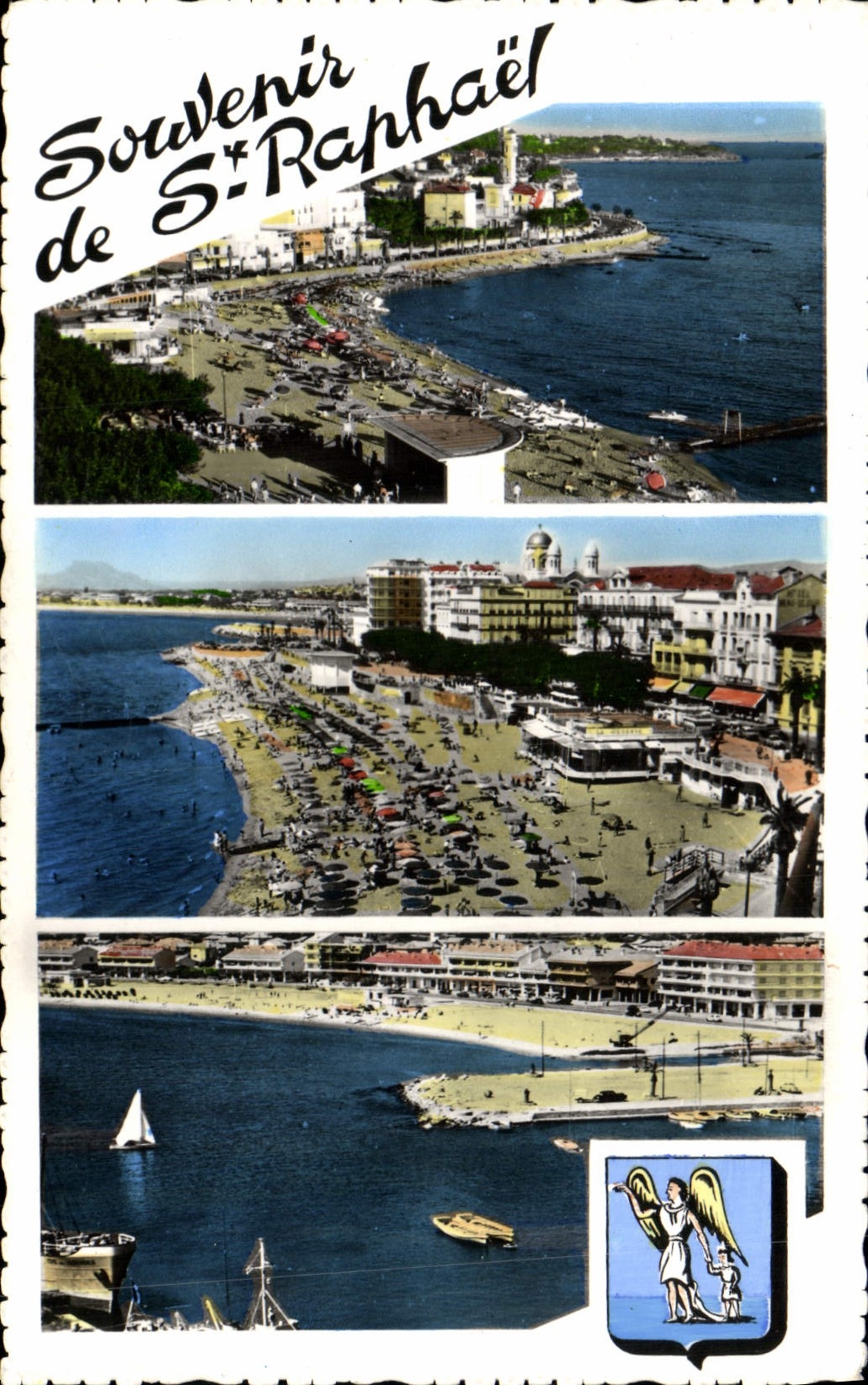 CPM Souvenir De Saint Raphael La plage Vue generale de la plage Frejus Plage 