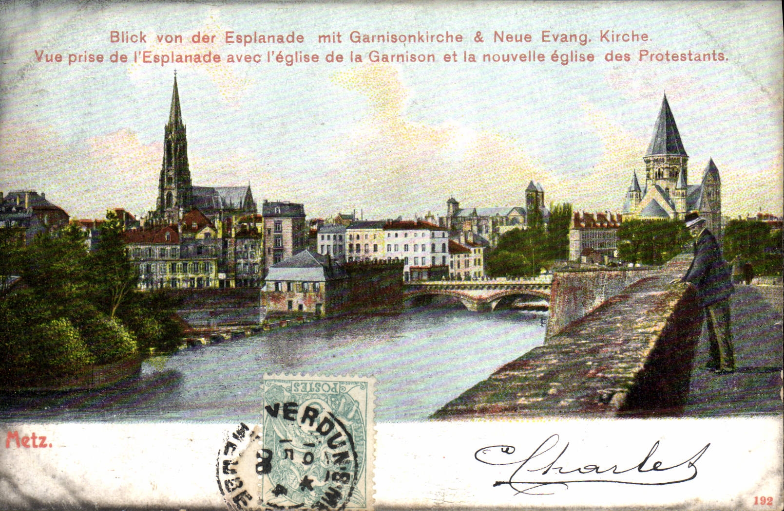 CPA Metz Blick von der Esplanade mit Gamisonkirche Neue