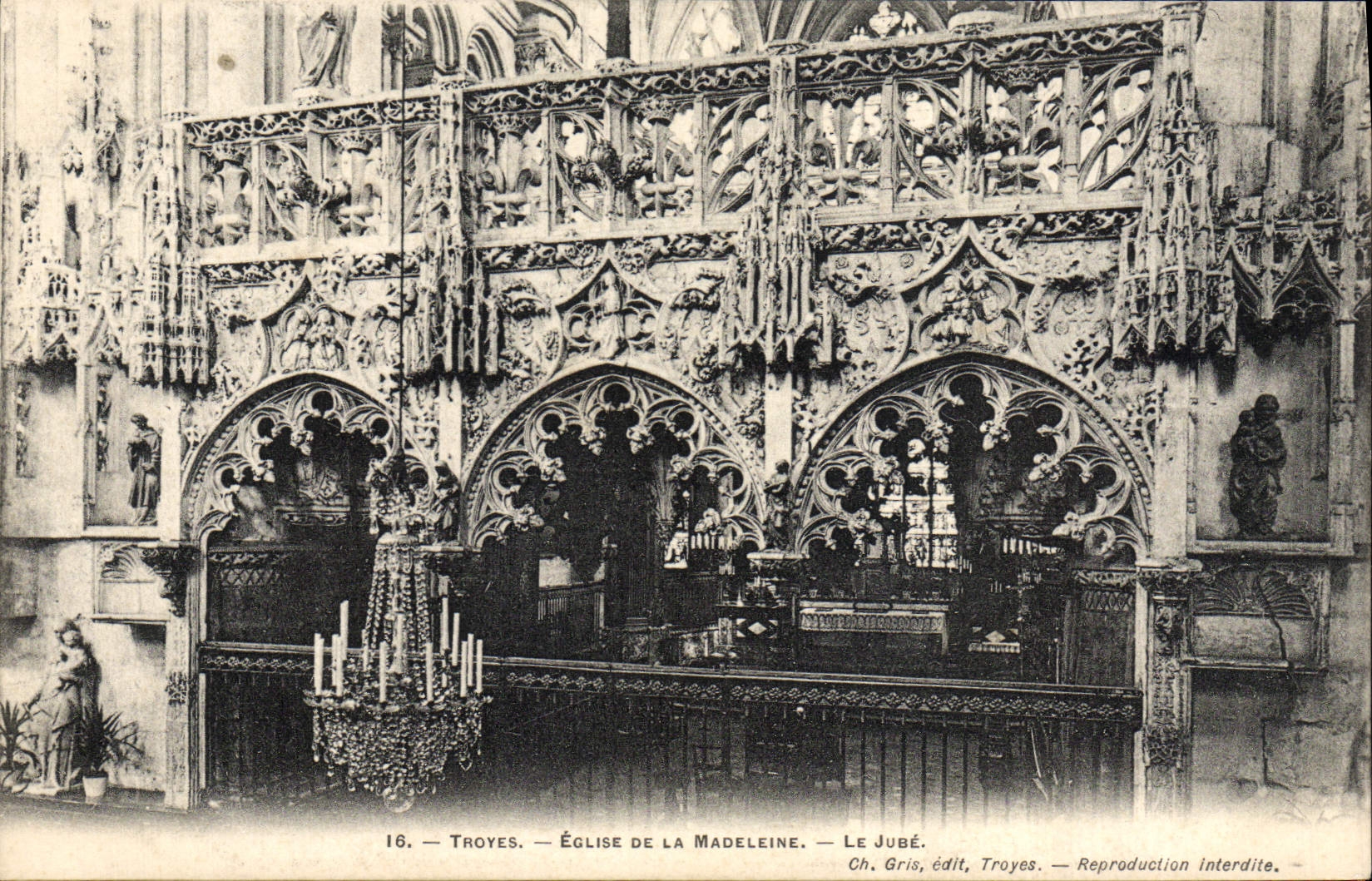 VINTAGE POSTCARD Troyes Church Of the Madeleine the jube