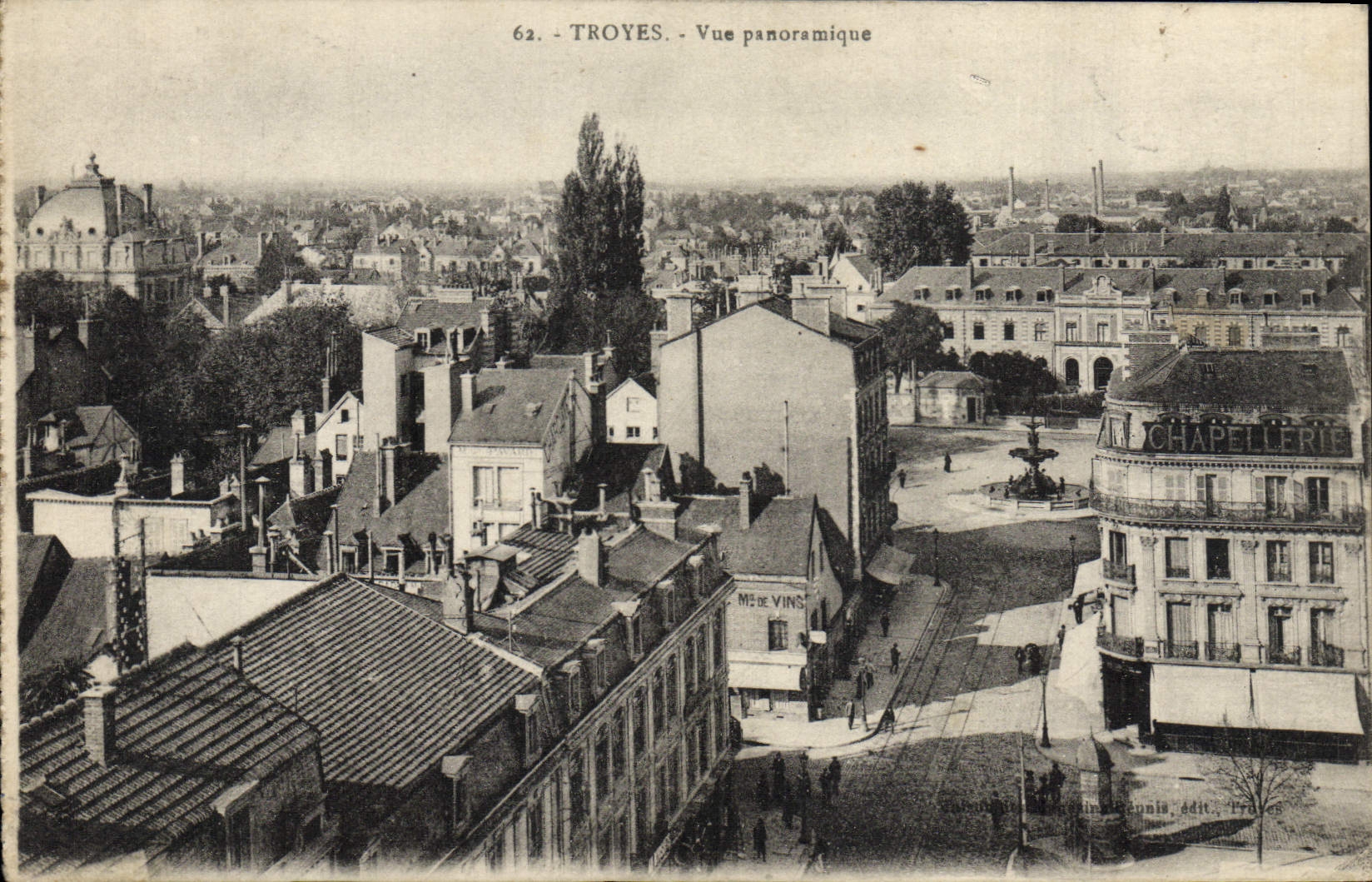 VINTAGE POSTCARD Troyes Panoramic View