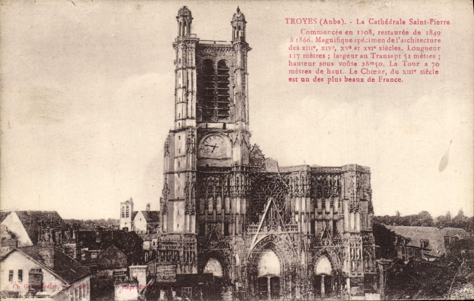 VINTAGE POSTCARD Troyes the Cathedral Saint Pierre