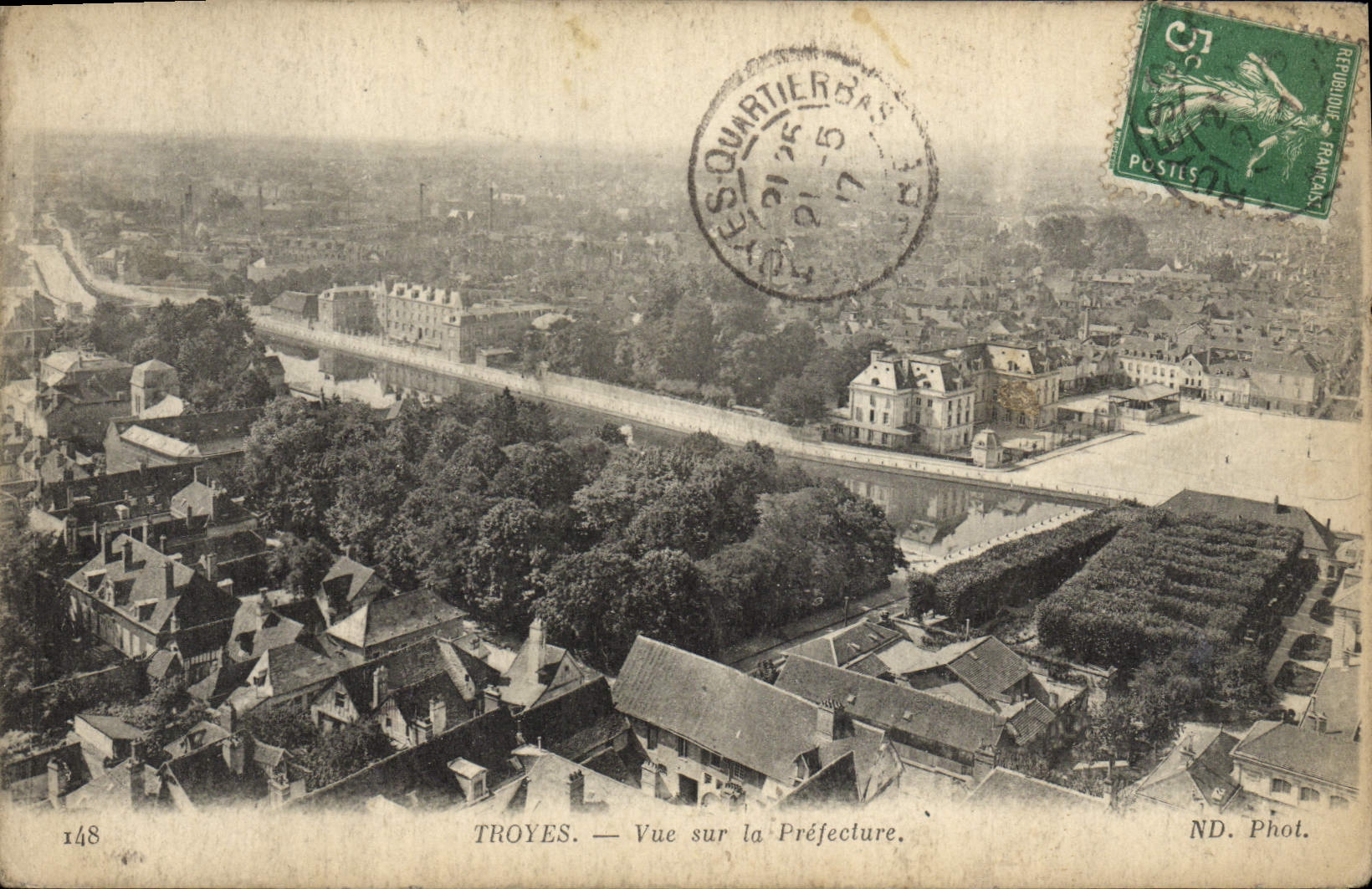 VINTAGE POSTCARD Troyes Seen On the Prefecture
