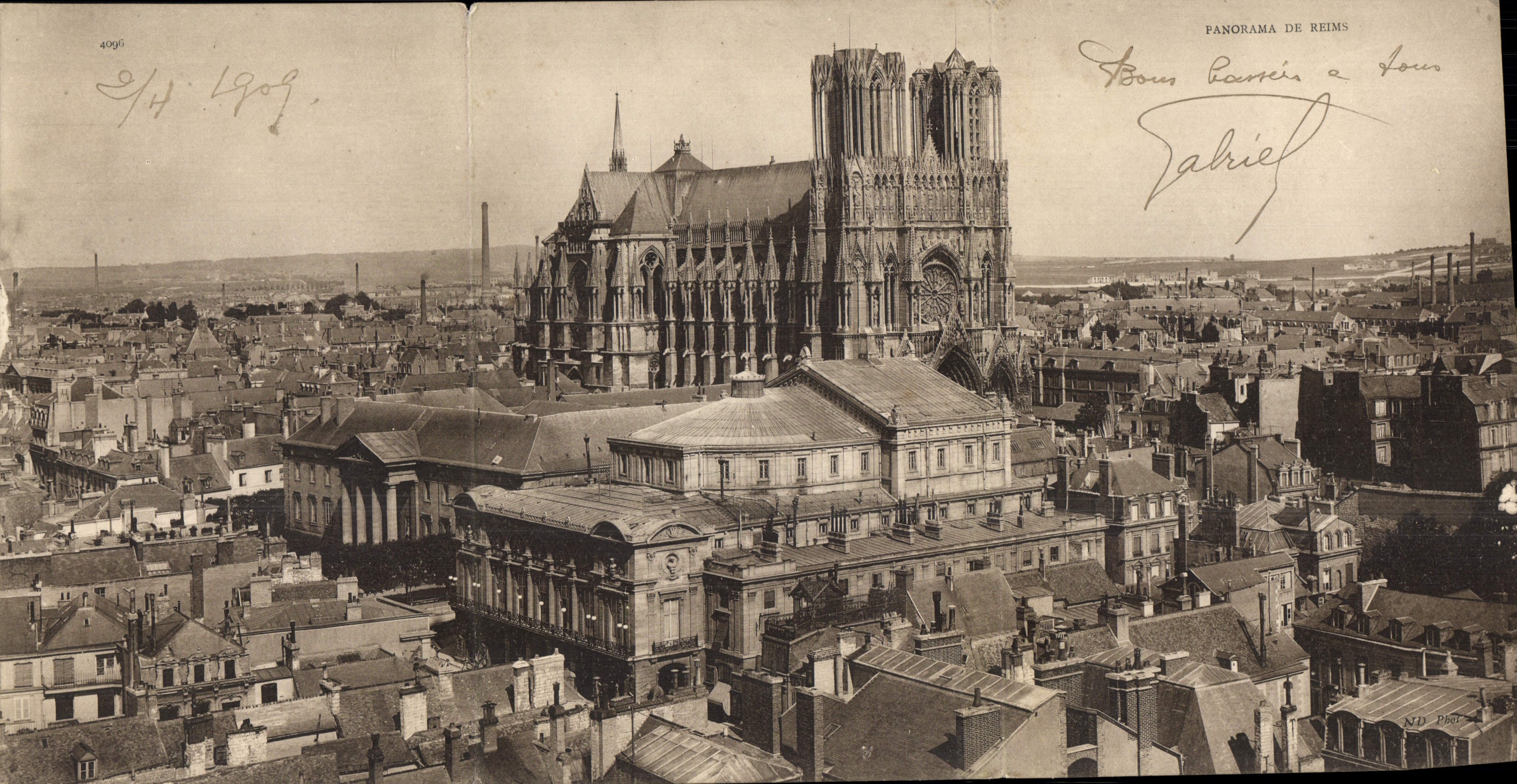 CPA CARTE TRIPLE Reims Panorama