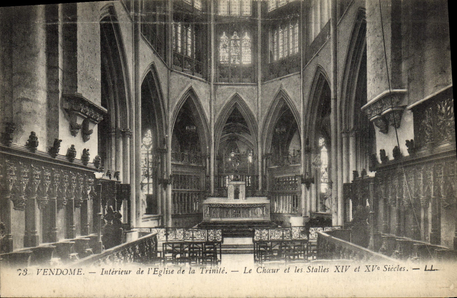 POSTAL Interior Vendome De I' Eglise de la VENDIMIA del estribillo y de las paradas de la trinidad