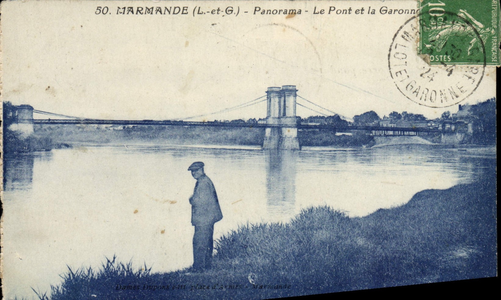 VINTAGE POSTCARD Marmande Panorama the Bridge And the Garonne