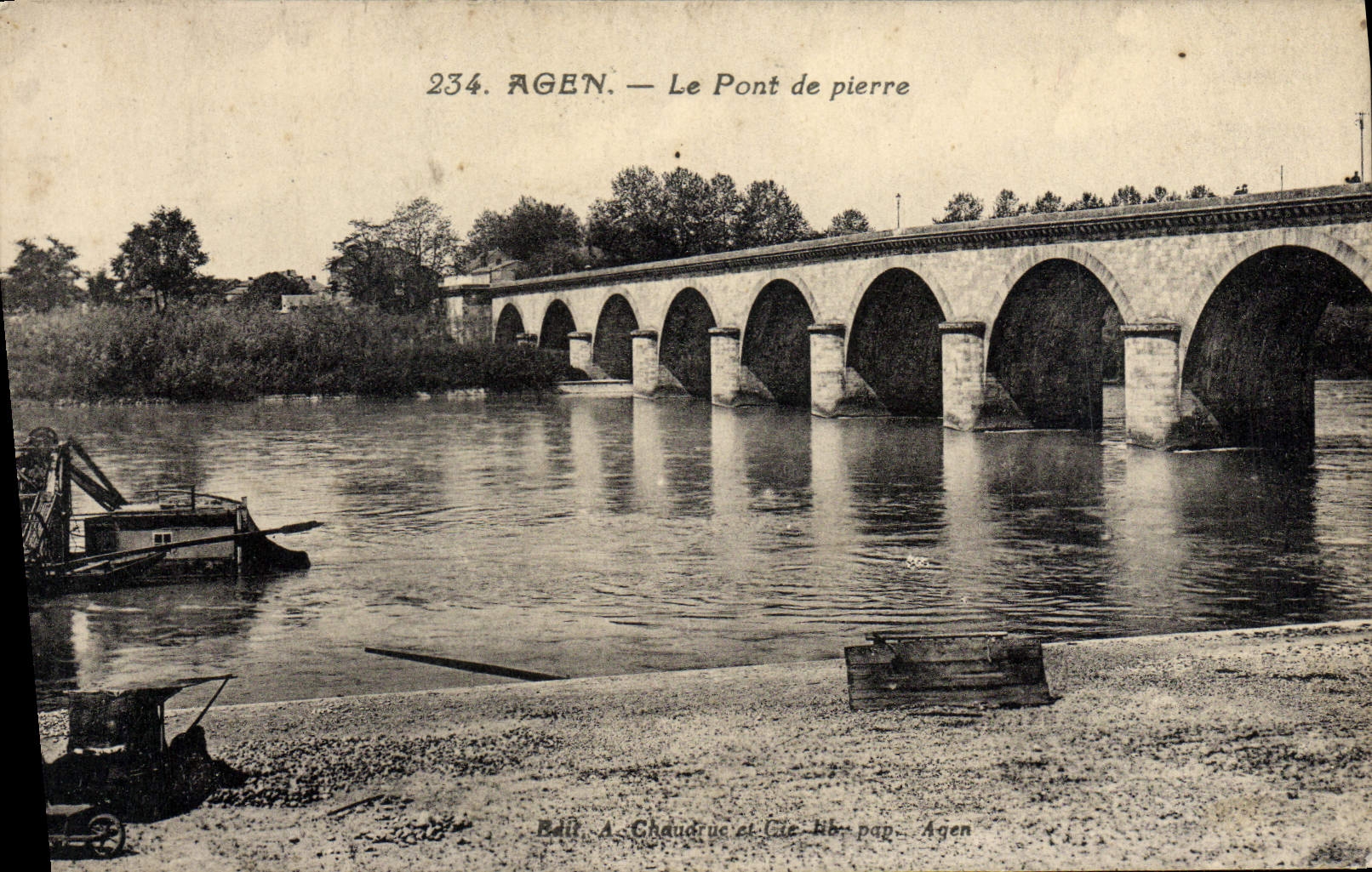 VINTAGE POSTCARD Agen the Bridge Of Pierre