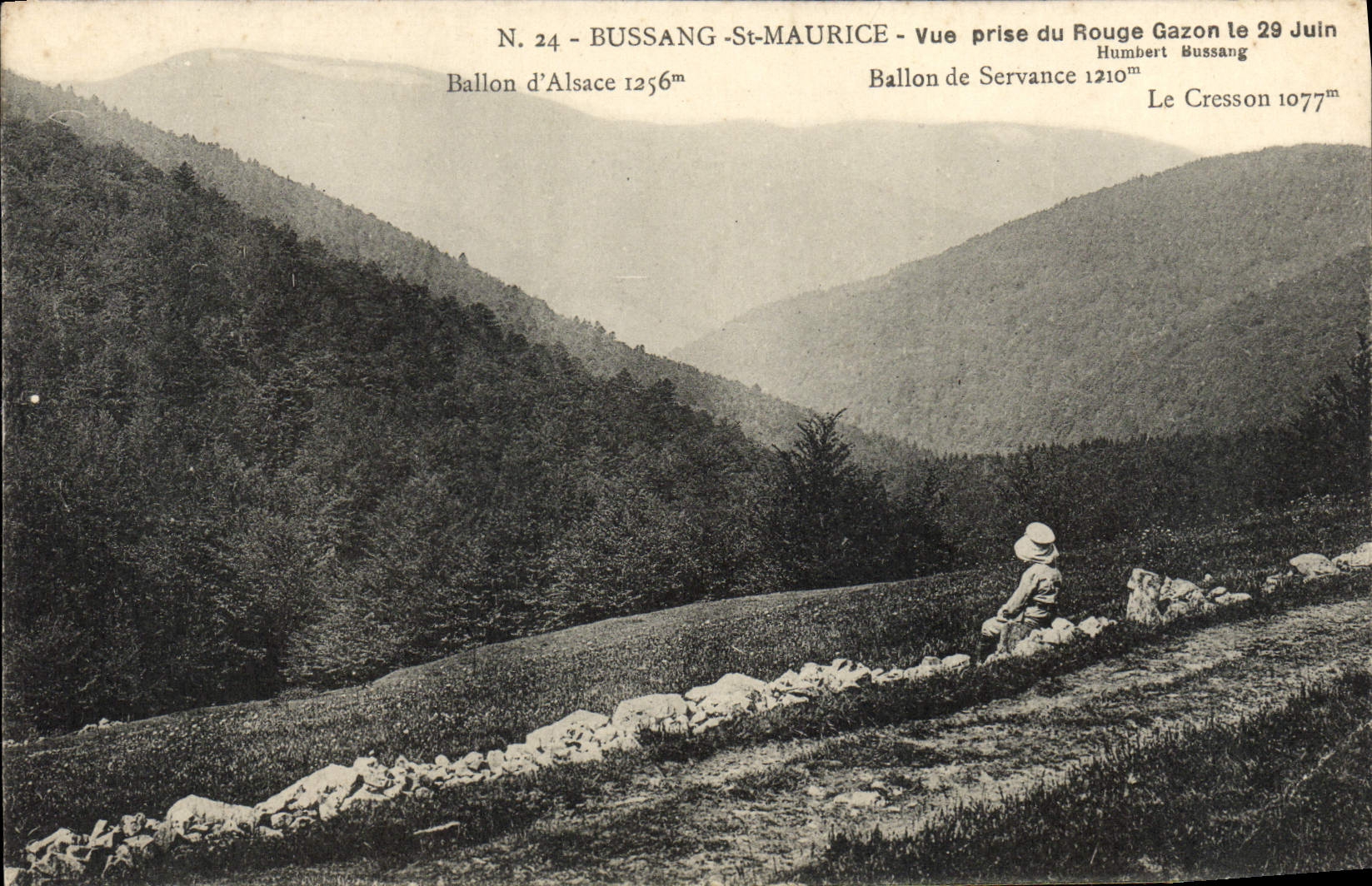 VINTAGE POSTCARD Bussang St Maurice Seen from Of the Red Grass Balloon of Alsace Balloon of Servance the CRESSON