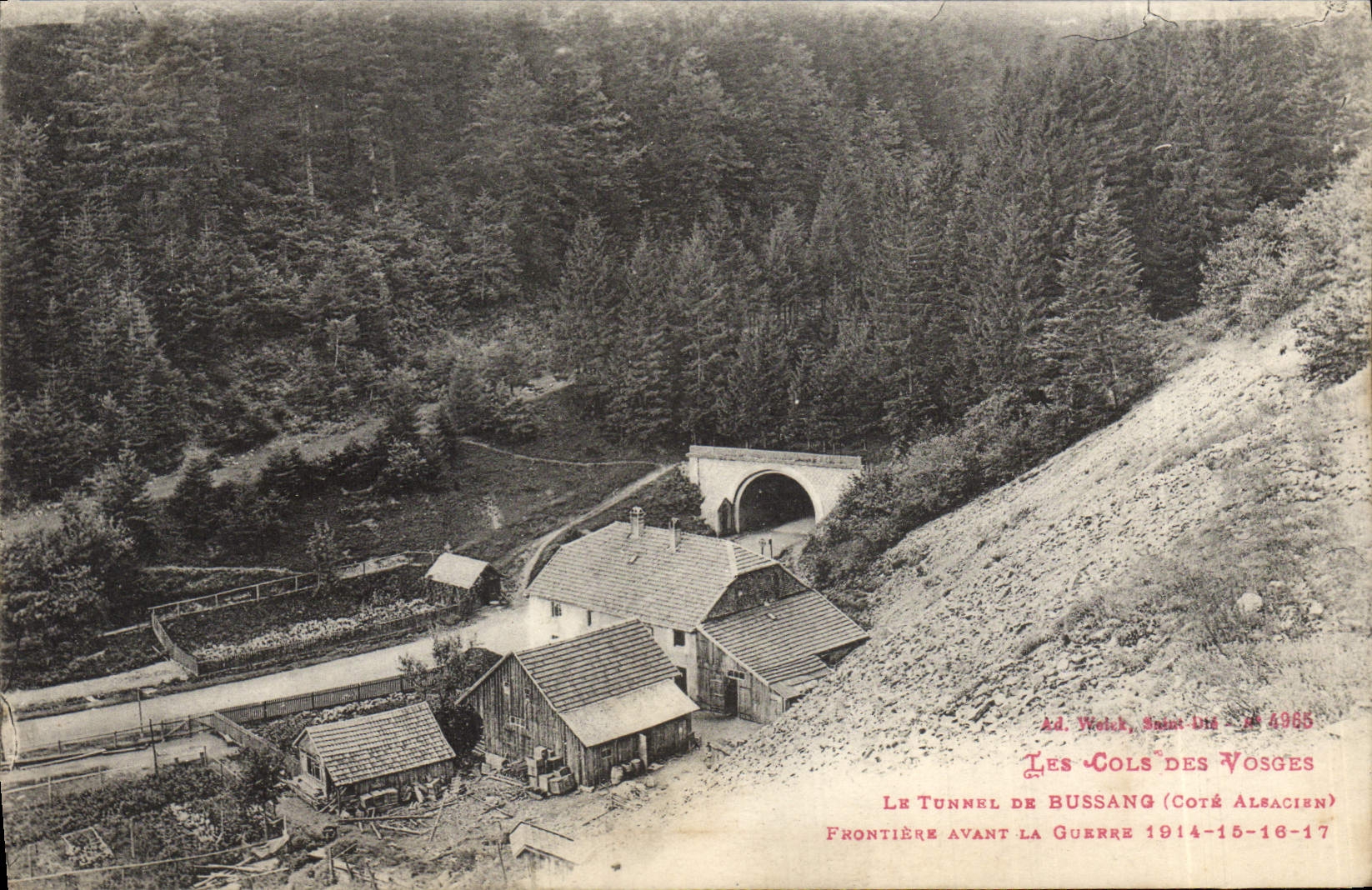 VINTAGE POSTCARD the collars of the Vosges the tunnel of Bussang Dimensions Alsatian Frontiere before the Militaria war