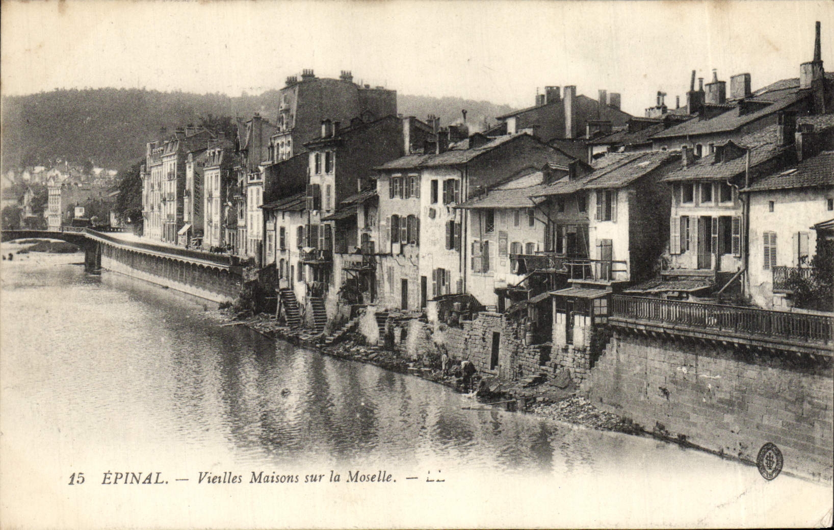 VINTAGE POSTCARD Epinal Old women Houses On the Moselle