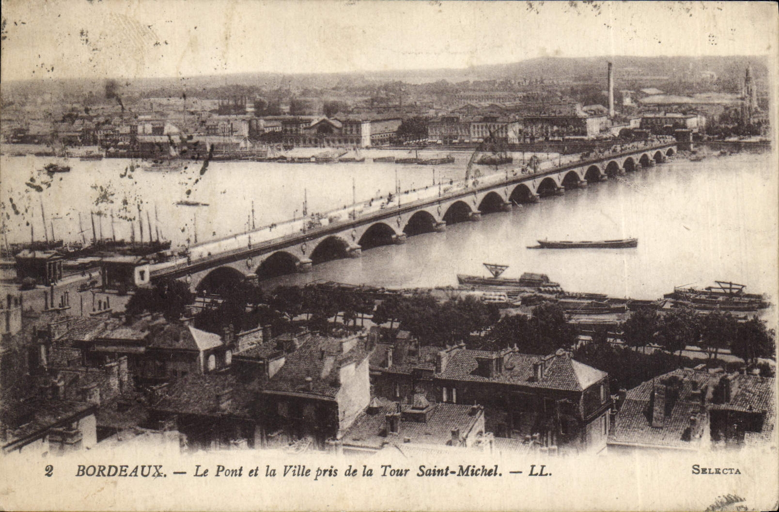 CPA Bordeaux Le Pont Et La Ville Pris De La Tour Saint Michel