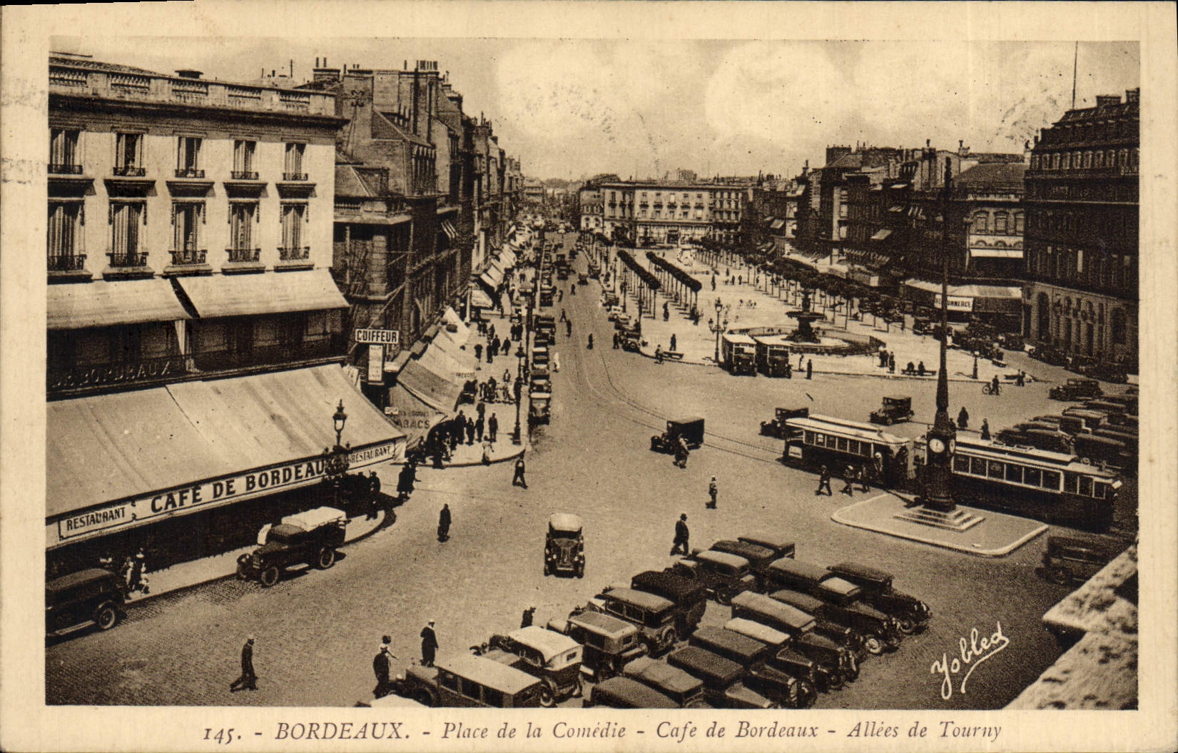 CPA Bordeaux Place De La Comedie Cafe De Bordeaux Allees de Tourny