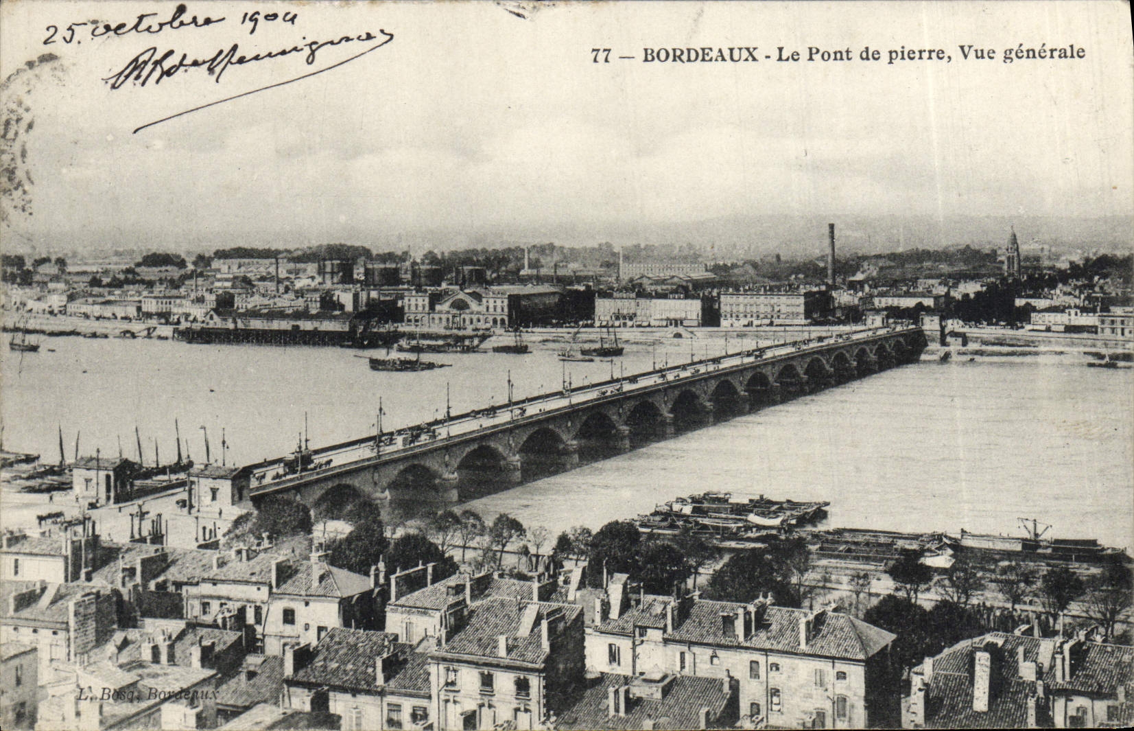 VINTAGE POSTCARD Bordeaux the Bridge Of Pierre View