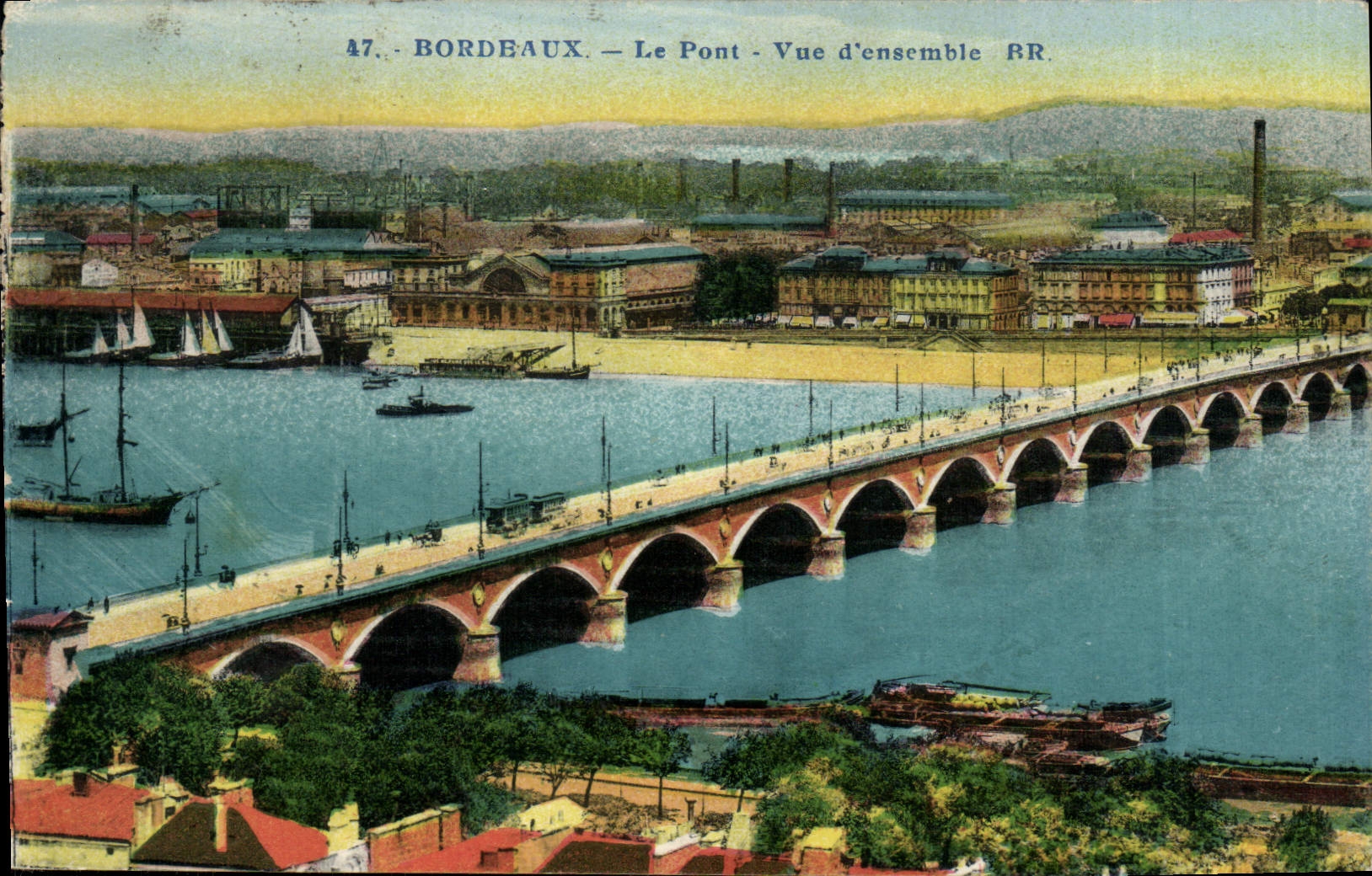 VINTAGE POSTCARD Bordeaux the Bridge Overall picture