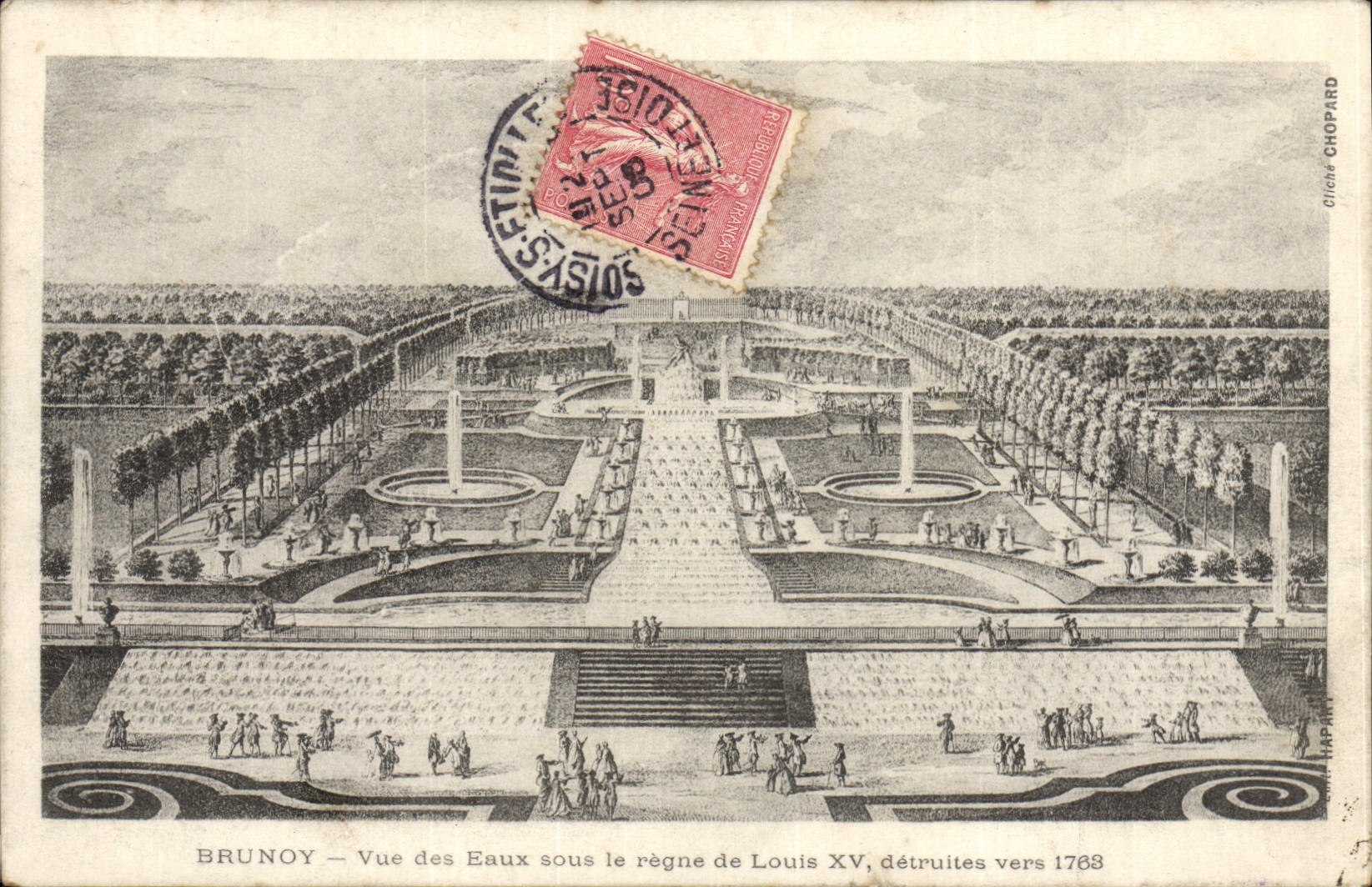 VINTAGE POSTCARD Brunoy Seen Of Water Under the Reign of Louis XV