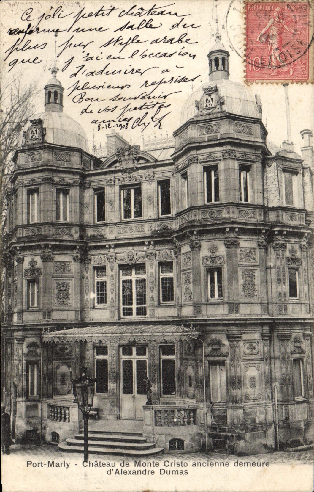 VINTAGE POSTCARD Port Marly Castle Of Monte Cristo Old Residence of Alexandre Dumas