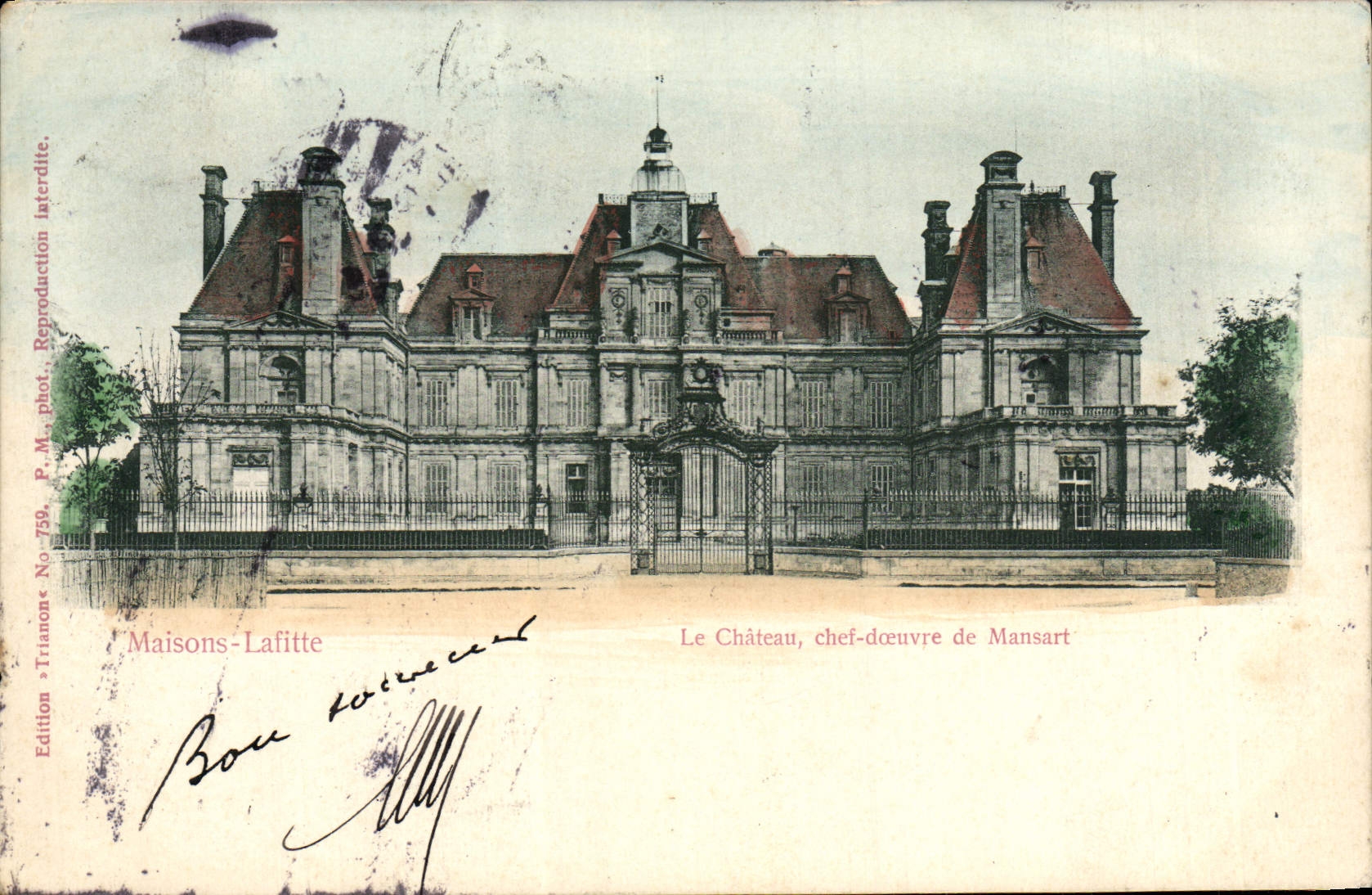 VINTAGE POSTCARD Lafitte Houses the Castle Chief Docuvre De Mansart