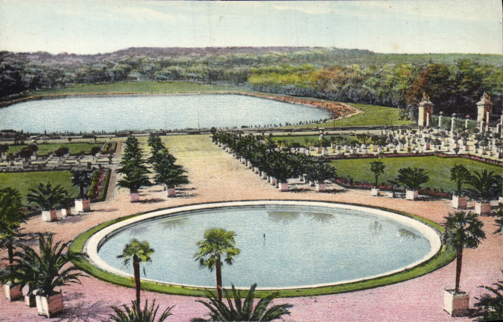 VINTAGE POSTCARD Versailles Castle the water orangery and part of the Swiss ones