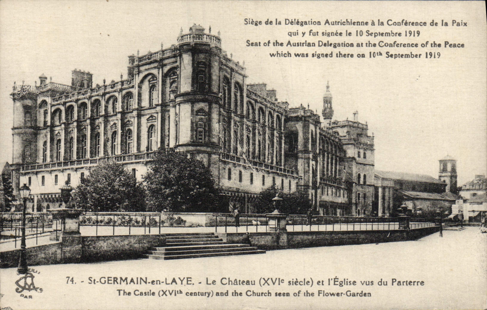 VINTAGE POSTCARD German St in Bush hammer the Castle and the Church Seen of the Floor