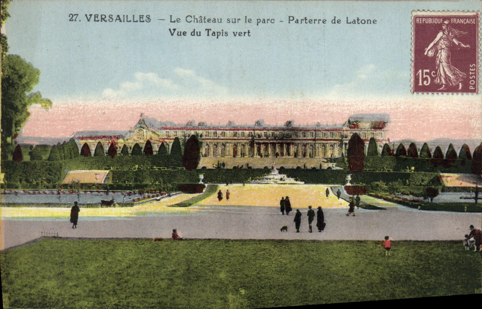 VINTAGE POSTCARD Versailles the Castle on the Park Floor of Latone Seen of the green carpet