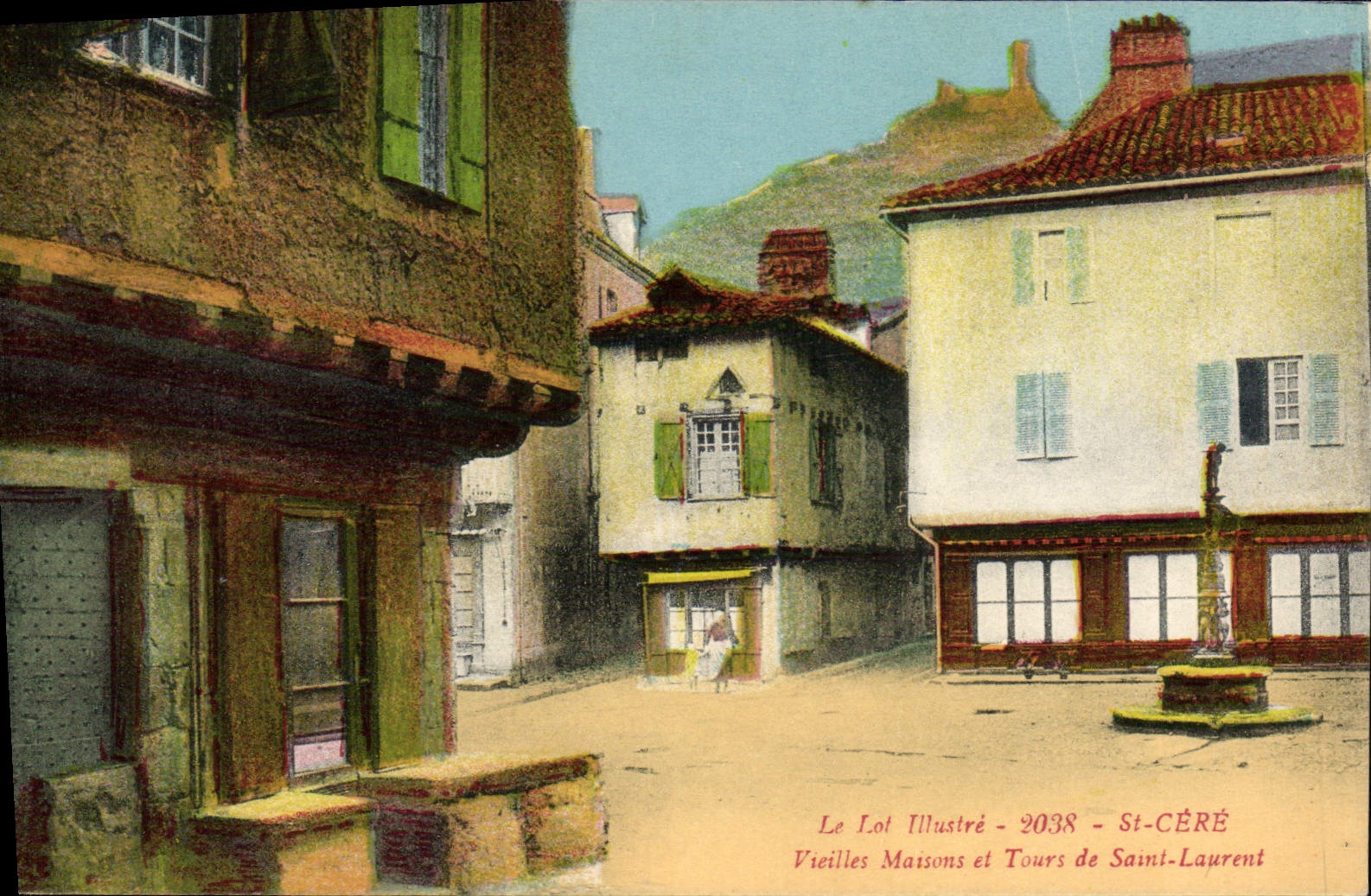 VINTAGE POSTCARD St Cere Old women Houses and Tours of Saint Laurent