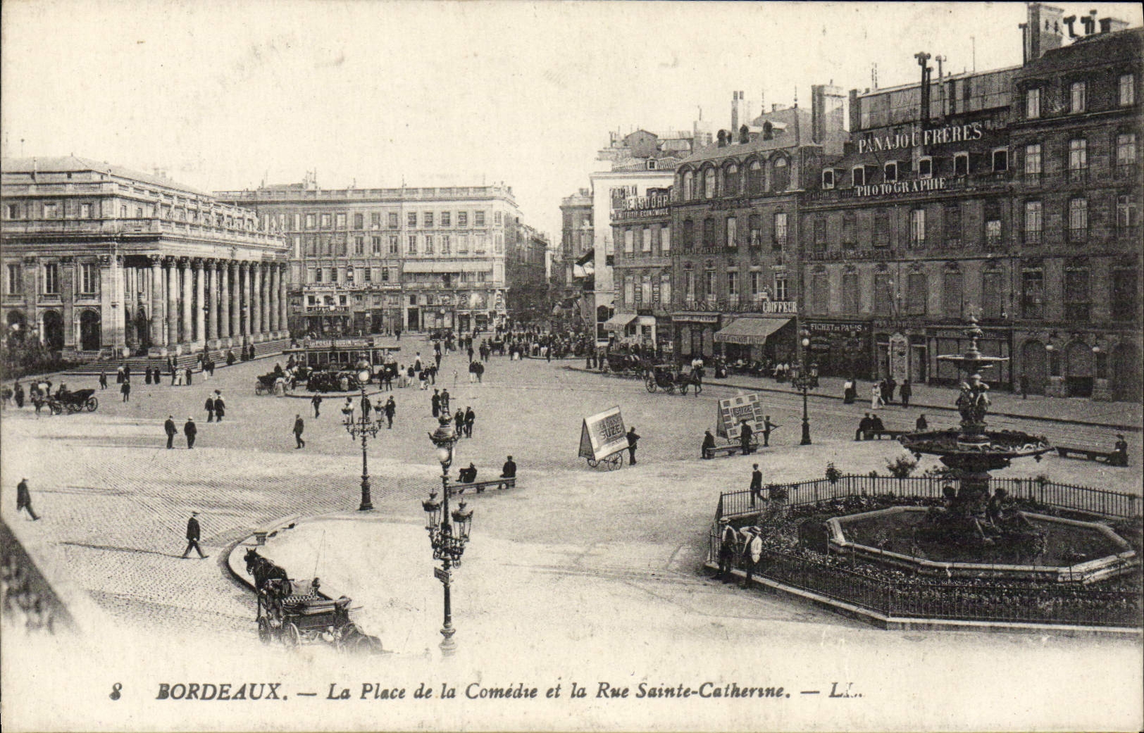 VINTAGE POSTCARD Bordeaux the Place of the Comedy and the Street Sainte Catherine