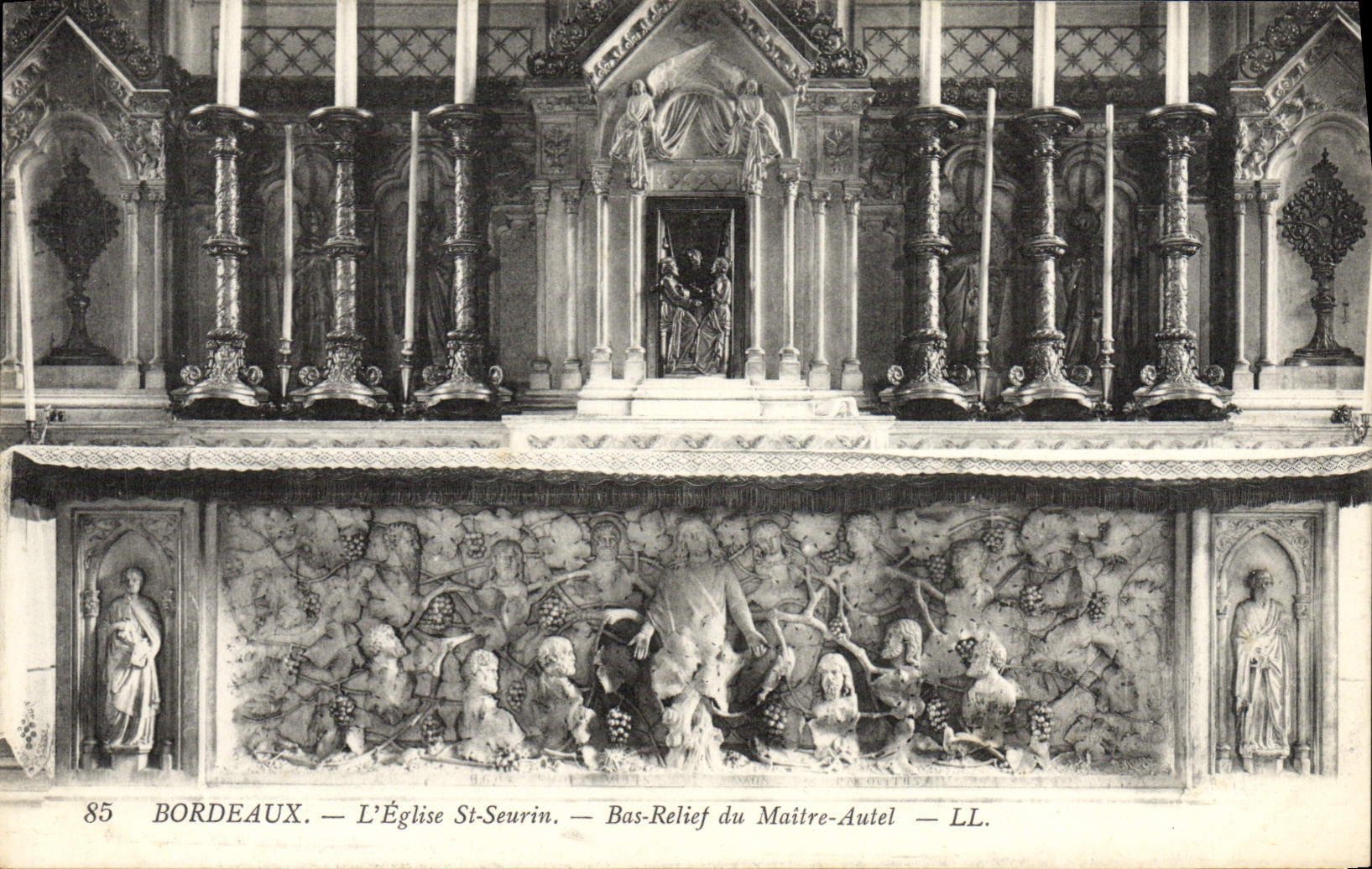 VINTAGE POSTCARD Bordeaux the Church St Low Seurin relief of the Master furnace bridge