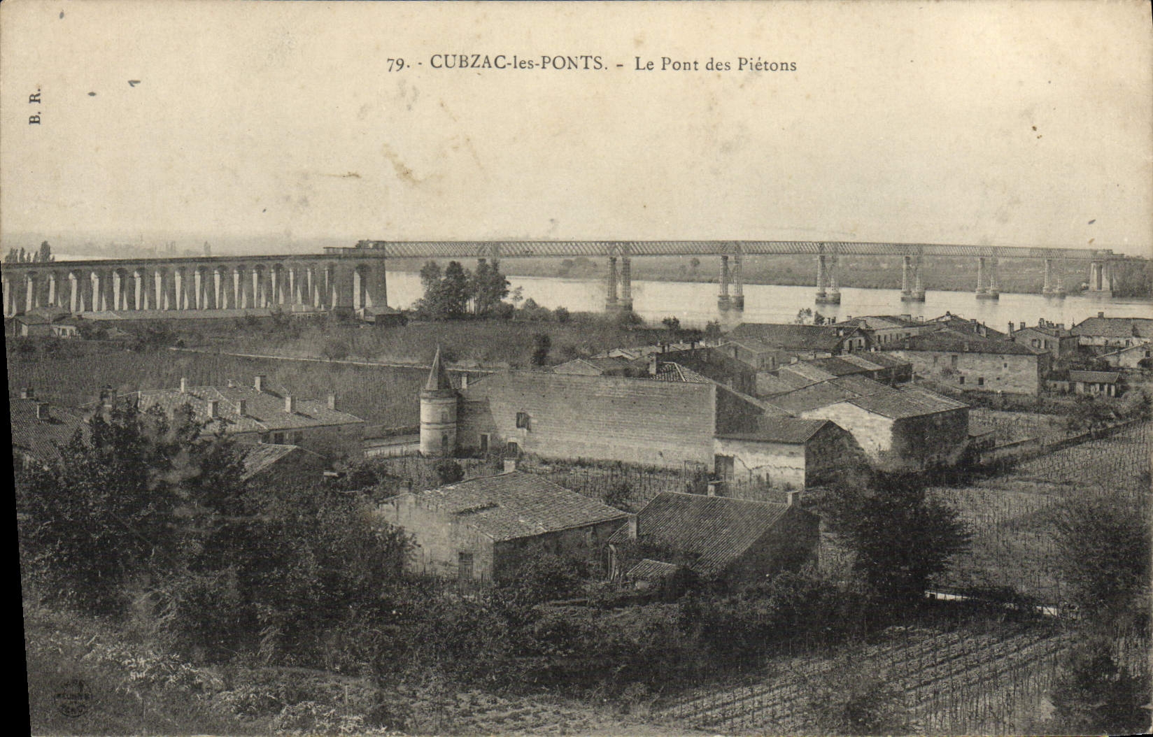 VINTAGE POSTCARD Cubzac Bridges the Bridge of the Pedestrians