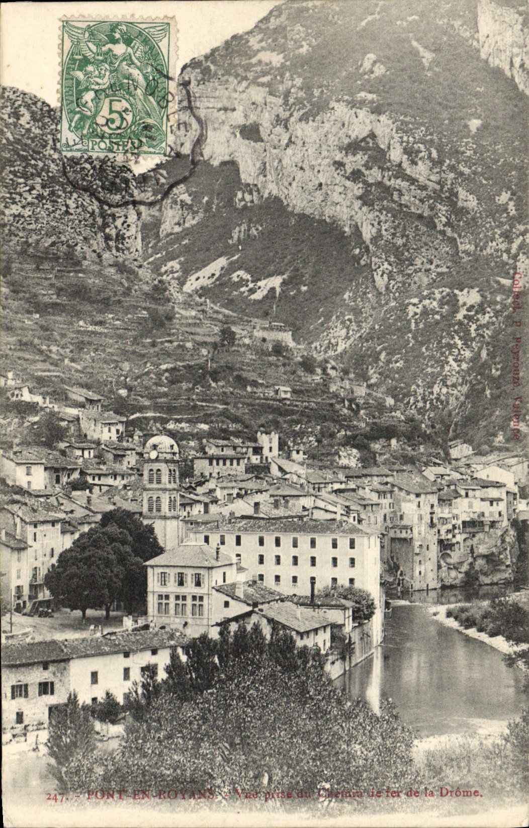 VINTAGE POSTCARD Bridge in Royans Seen from of the railroad of Drome