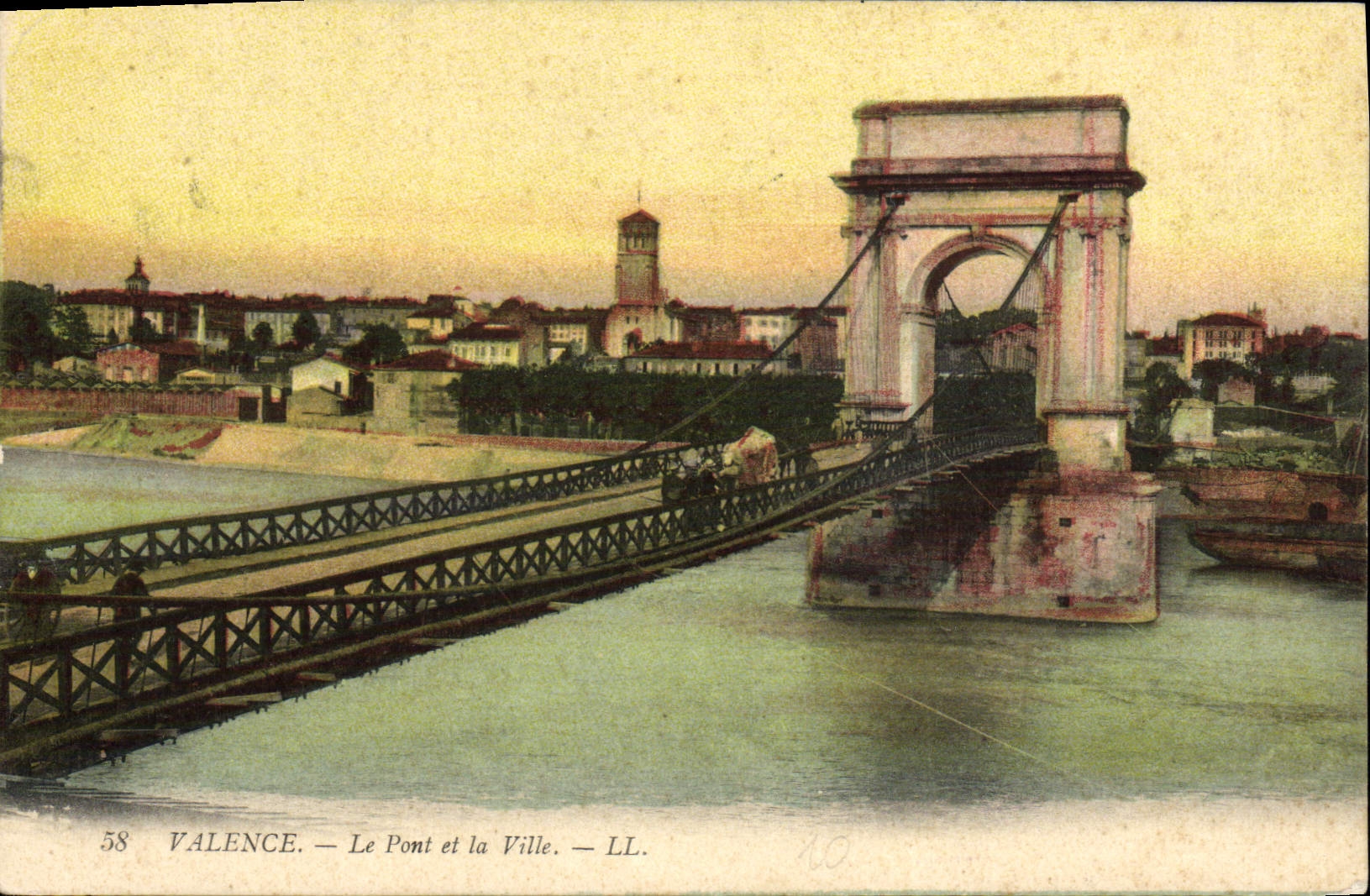 Valencia de la POSTAL de la VENDIMIA el puente y la ciudad