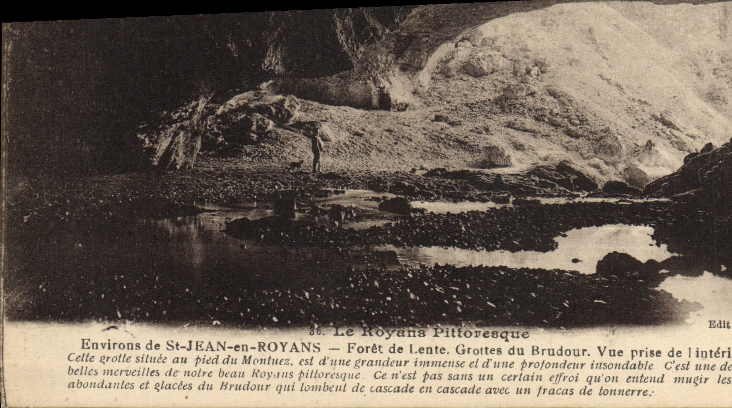 VINTAGE POSTCARD Surroundings of St Jean in Royans Drill of Slow Caves of Brudour Seen from of the interior