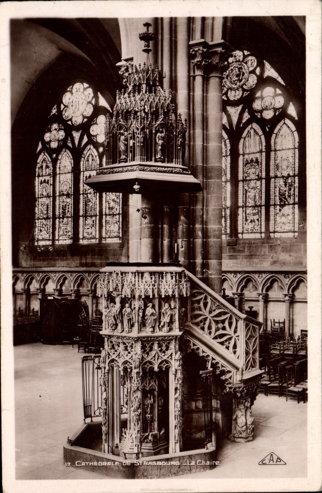 POSTAL Estrasburgo de la VENDIMIA la catedral el púlpito