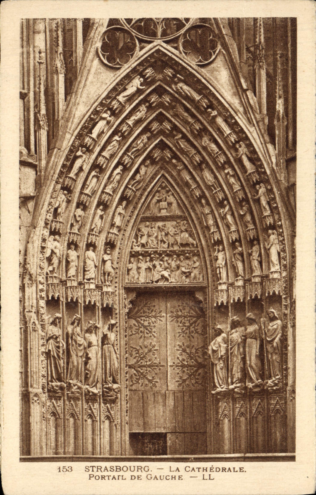 POSTAL Estrasburgo de la VENDIMIA la catedral Portatl De Gauche