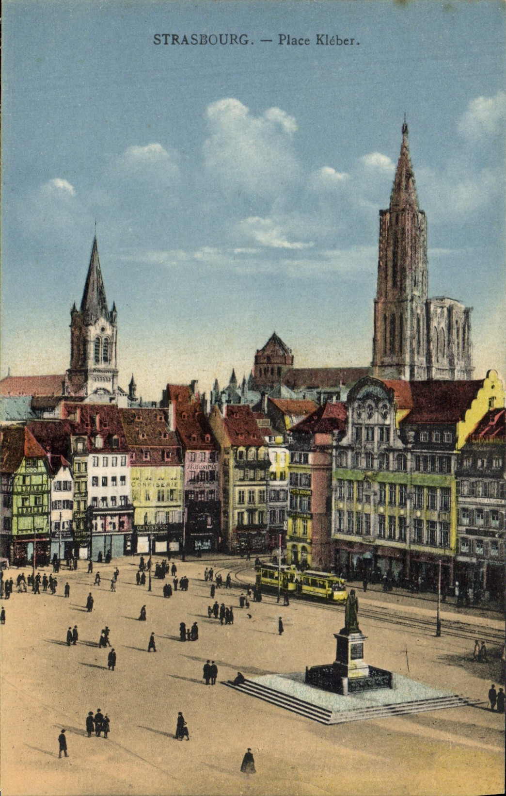 La POSTAL Estrasburgo de la VENDIMIA coloca el tranvía de Kleber