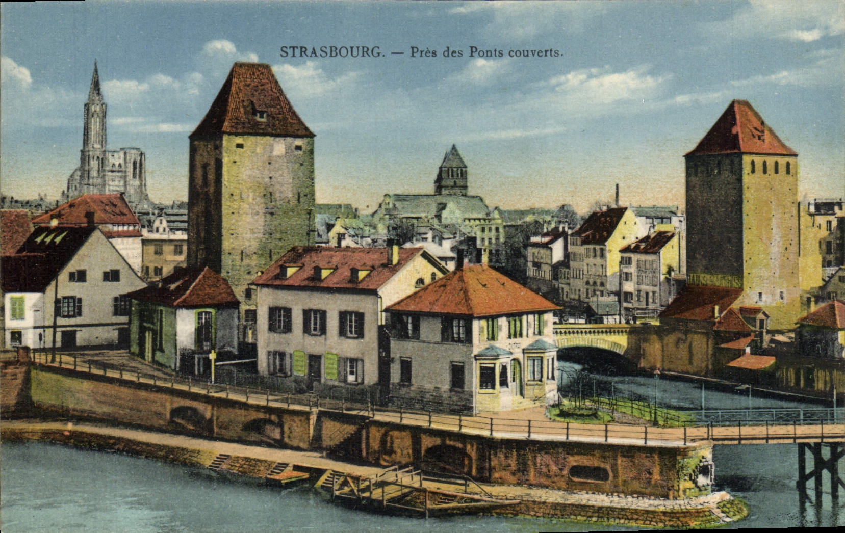 POSTAL Estrasburgo de la VENDIMIA cerca de los puentes cubiertos