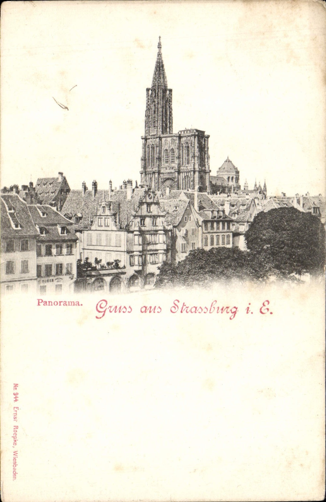 Panorama del aus de Estrasburgo Gruss de la POSTAL de la VENDIMIA