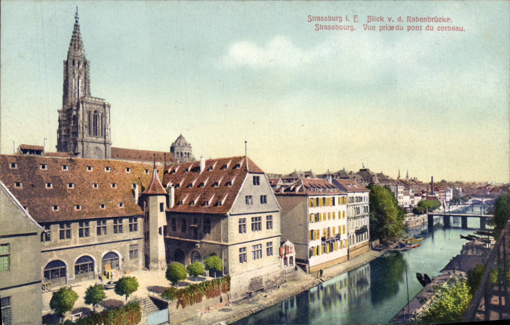 POSTAL Estrasburgo de la VENDIMIA vista del puente de la ménsula