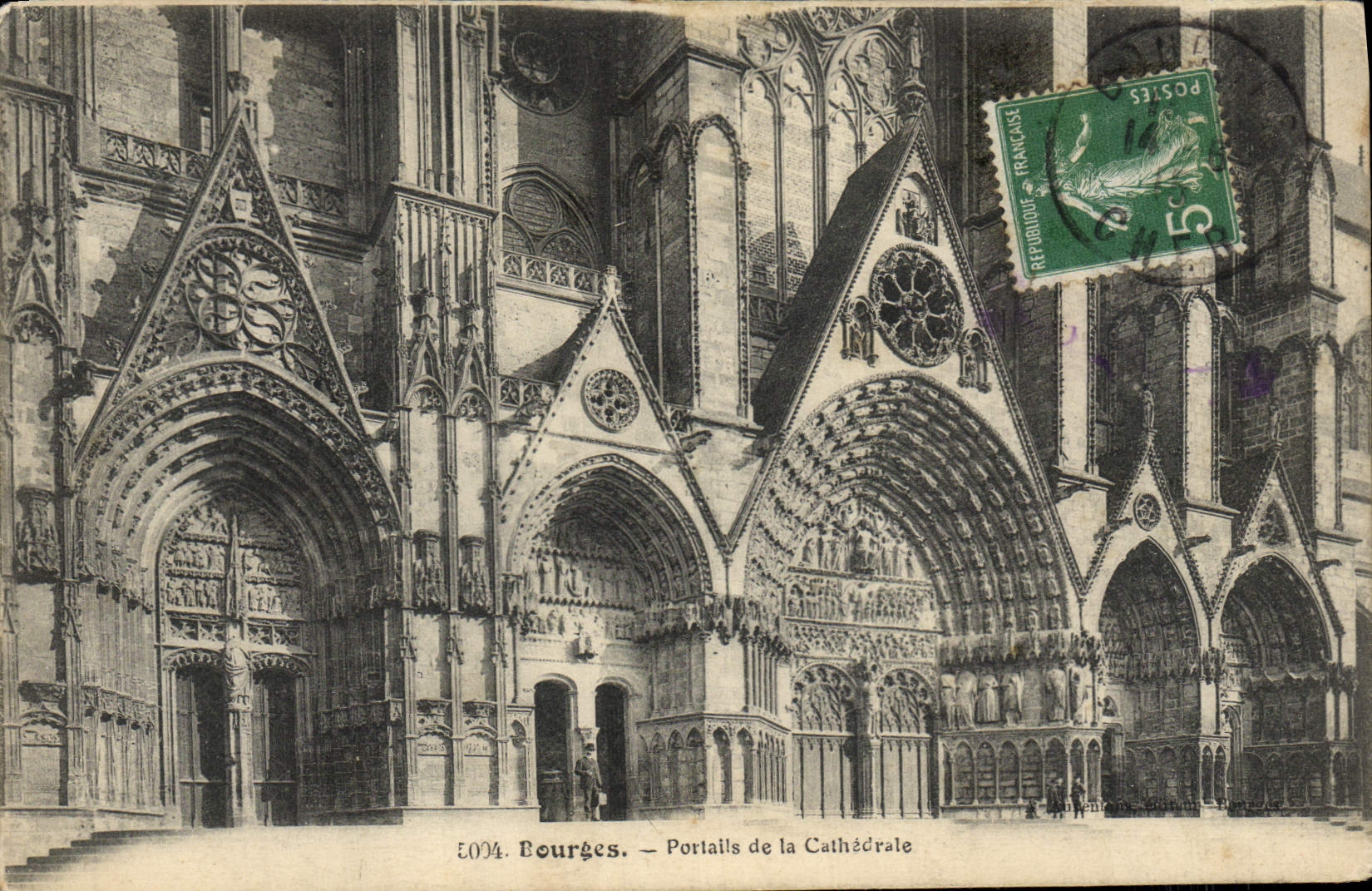 POSTAL Bourges Portalis de la VENDIMIA de la catedral