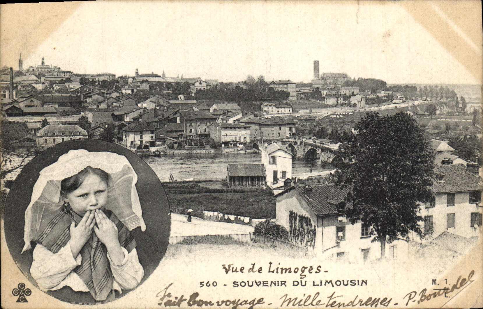 VINTAGE POSTCARD Seen of Limoges Remembering of the Limousin Child Folklore