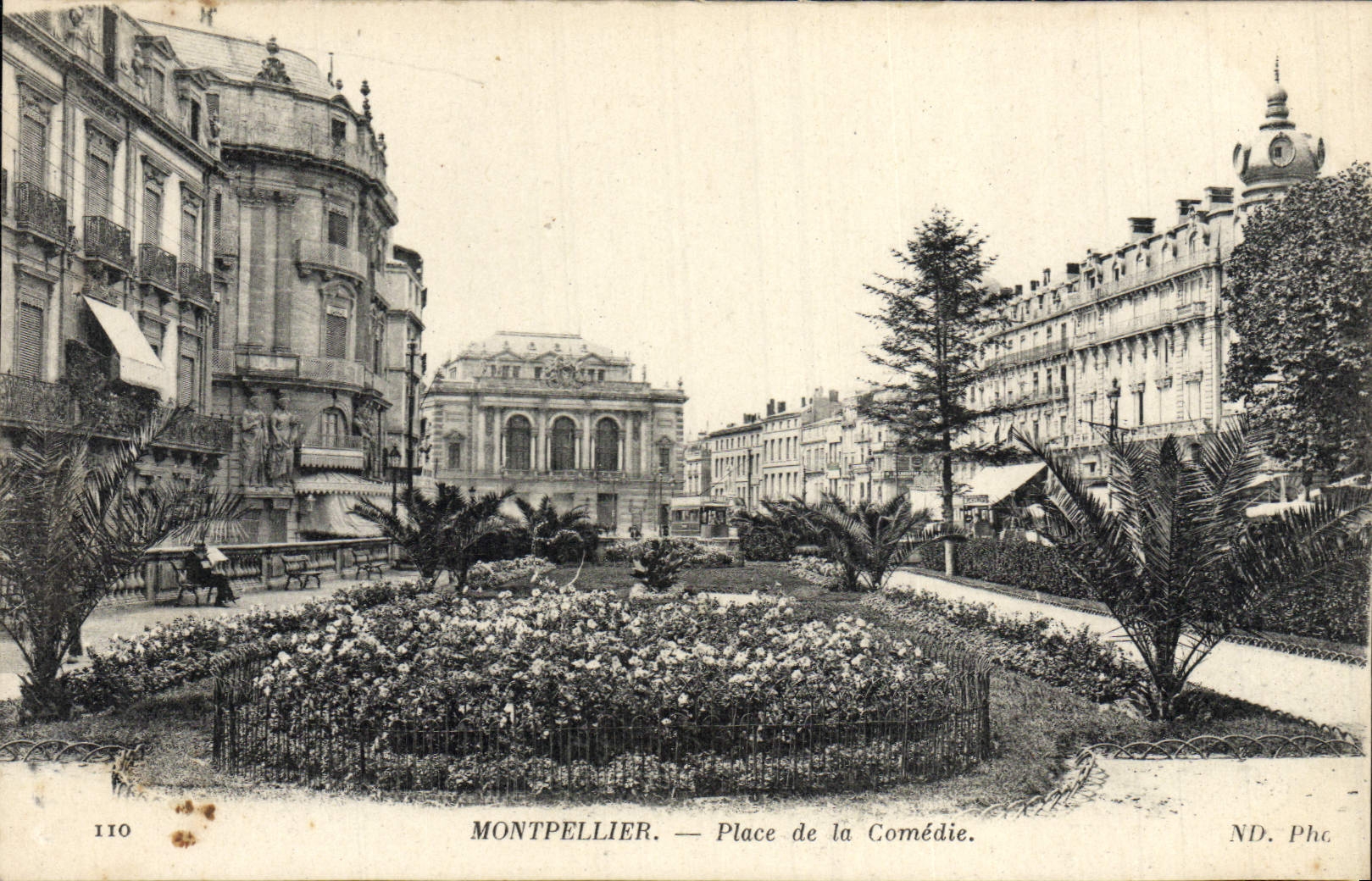 VINTAGE POSTCARD Montpellier Places Comedy