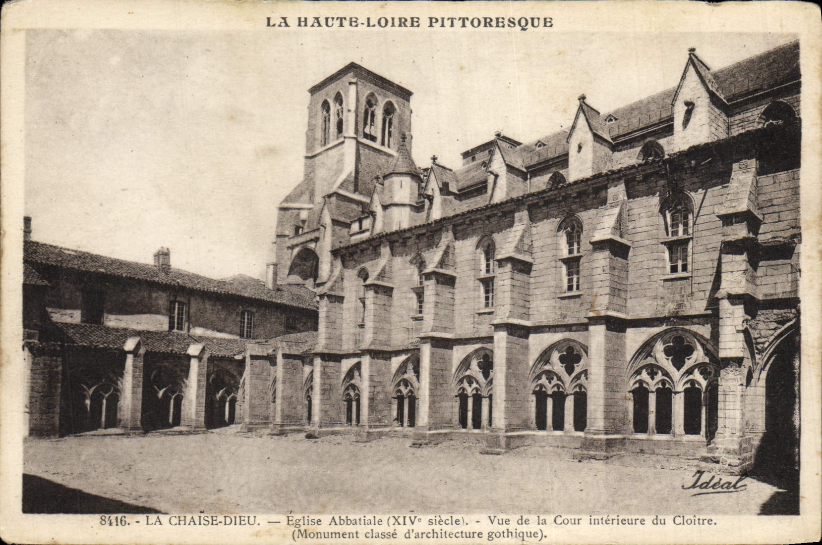 VINTAGE POSTCARD the Chair God Abbey church Sight of the interior court of the cloister