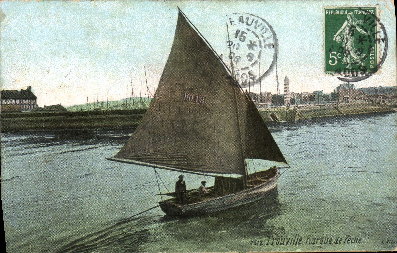 Barco de Trouville de la POSTAL de la VENDIMIA del barco del pecado