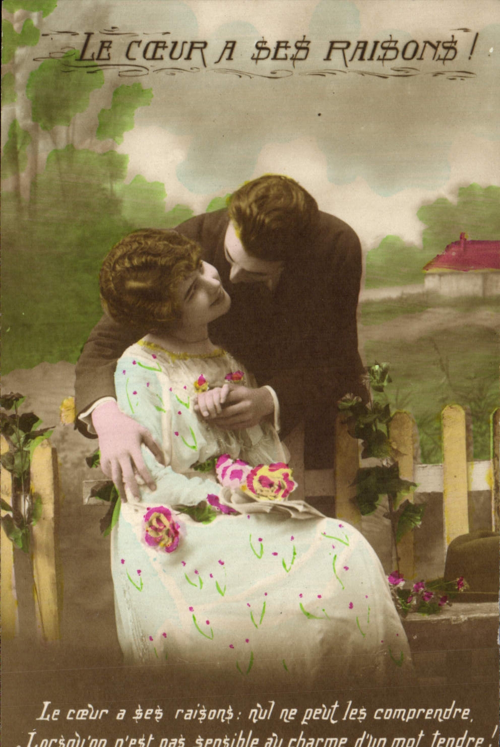 VINTAGE POSTCARD Fantaisie Woman the Heart has Her Reasons