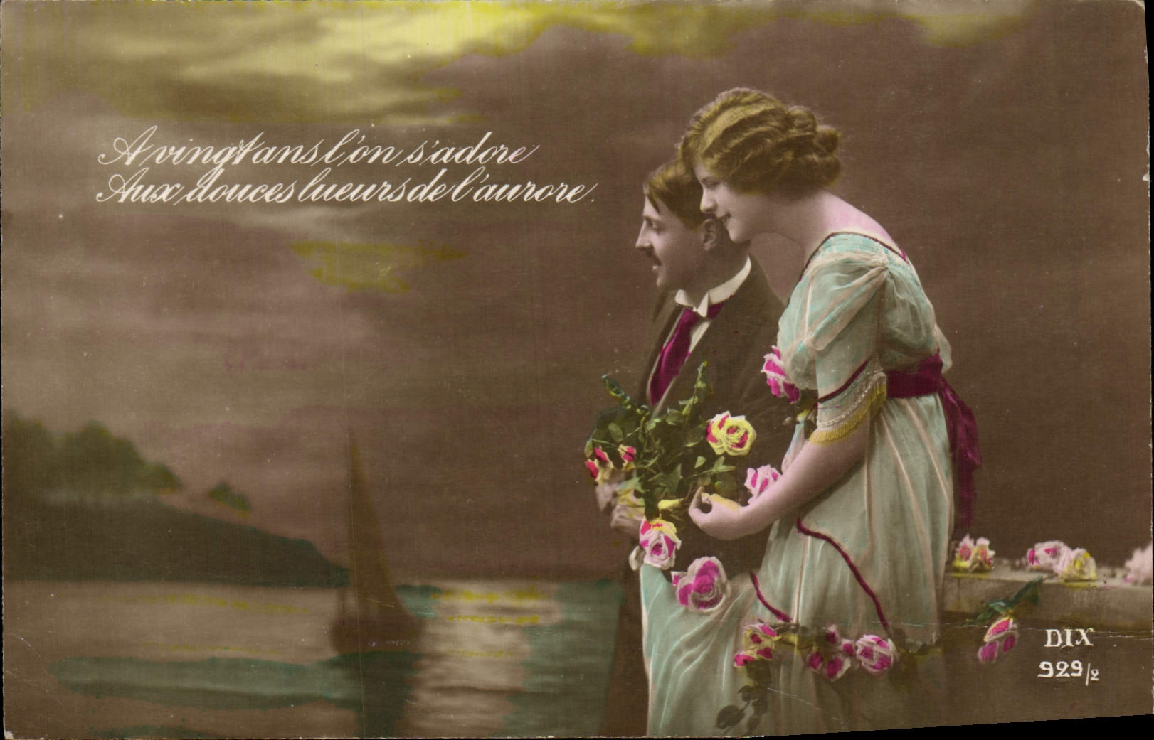 VINTAGE POSTCARD Fantasy Woman Boat