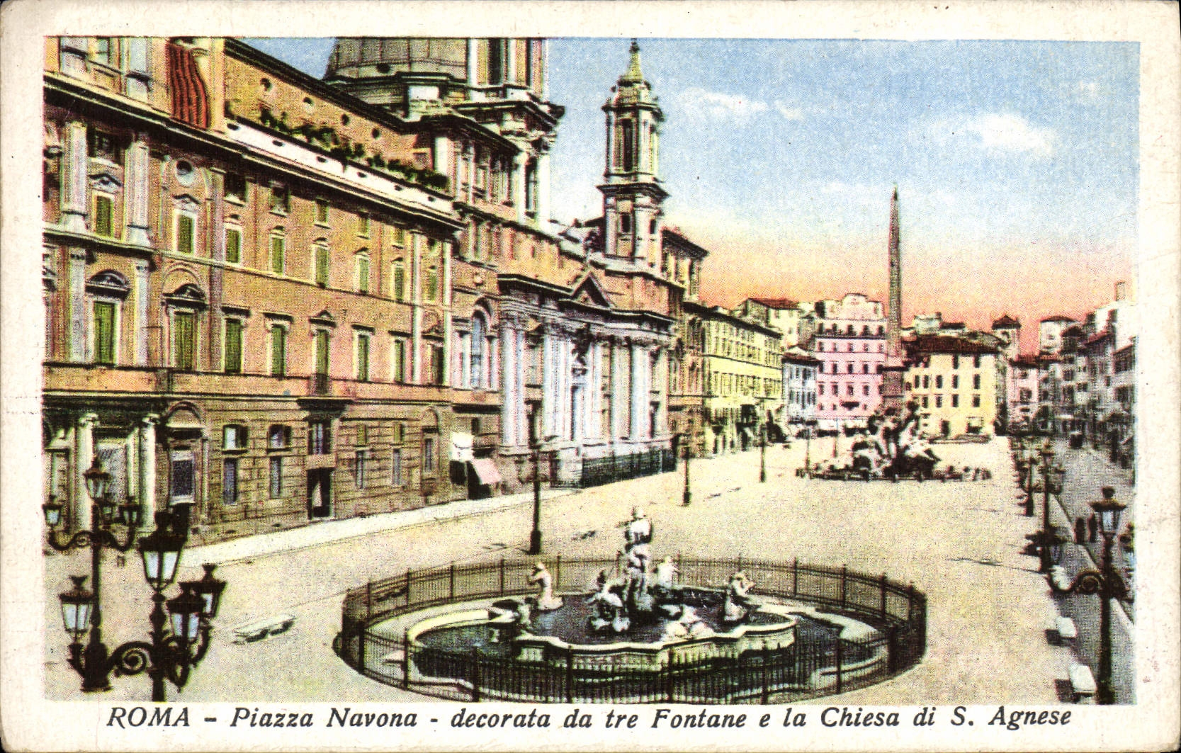 Tre Fontane E Chiesa di S Agnese de Navona Decorata DA de la plaza de Roma de la POSTAL de la VENDIMIA