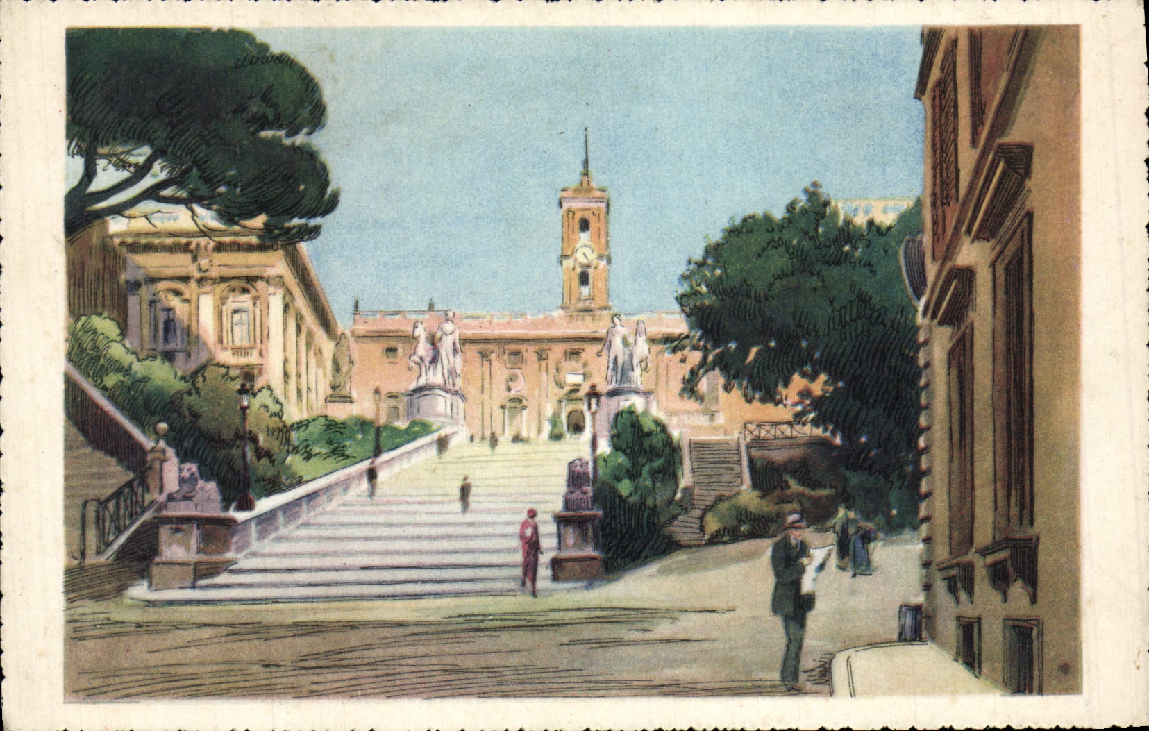 POSTAL Roma de la VENDIMIA él Campidoglio