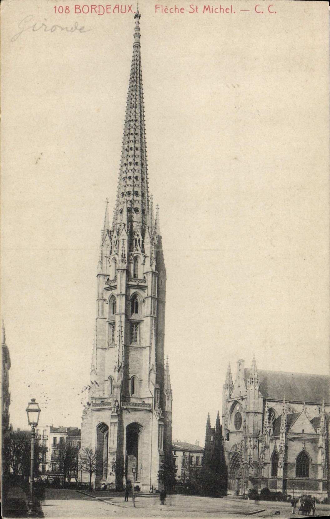 Saint Michel de la flecha de Burdeos de la POSTAL de la VENDIMIA