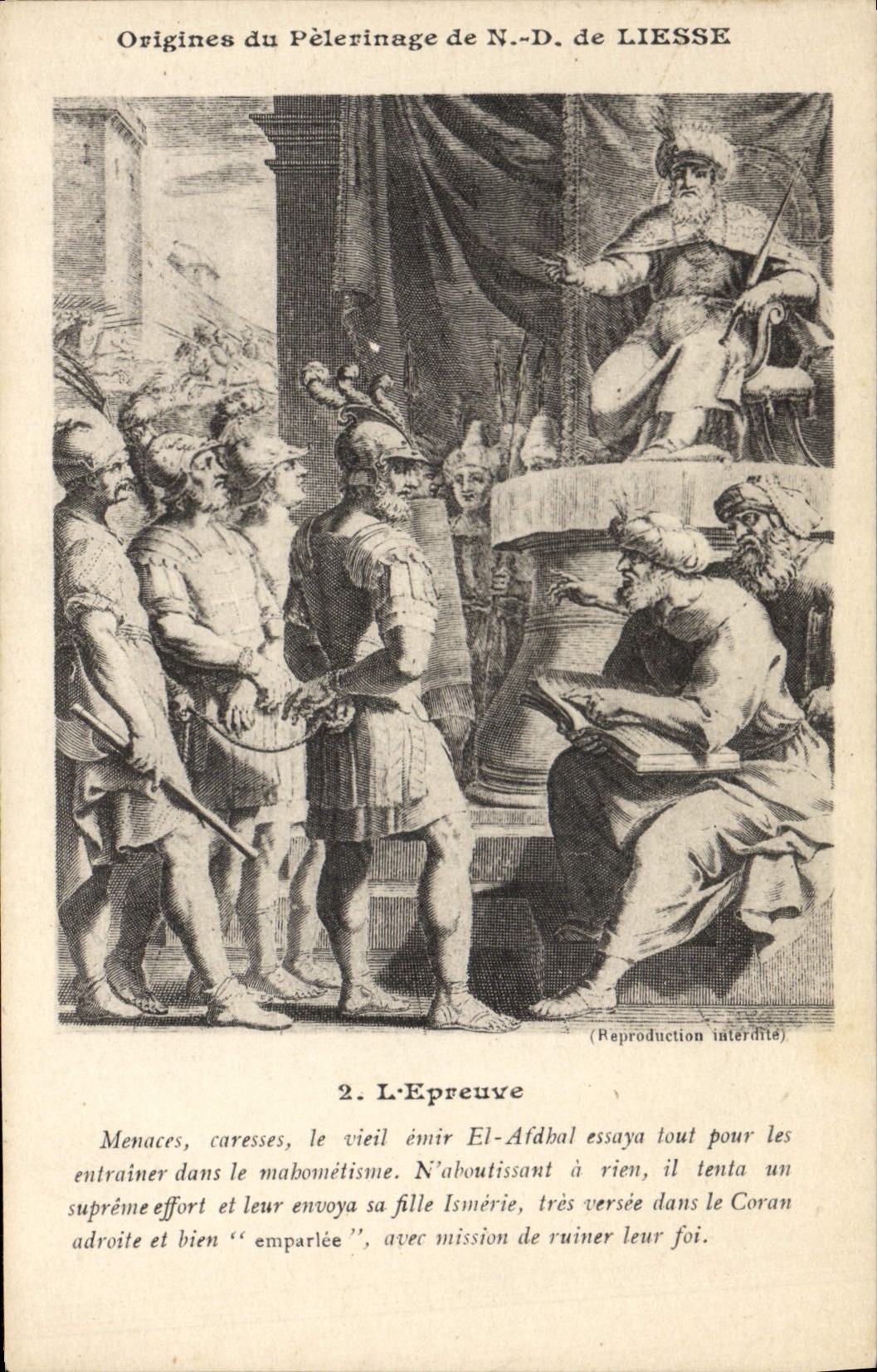 CPA Origines du Pelerinage de Notre Dame de Liesse L'epreuve