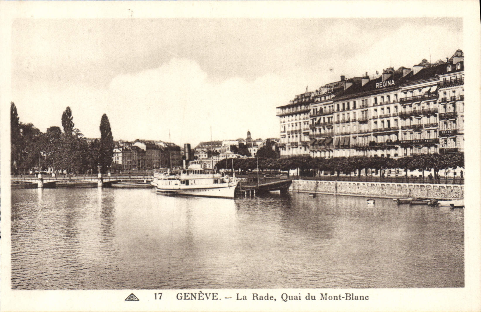 CPA Geneve La Rade Quai du Mont Blanc Bateau