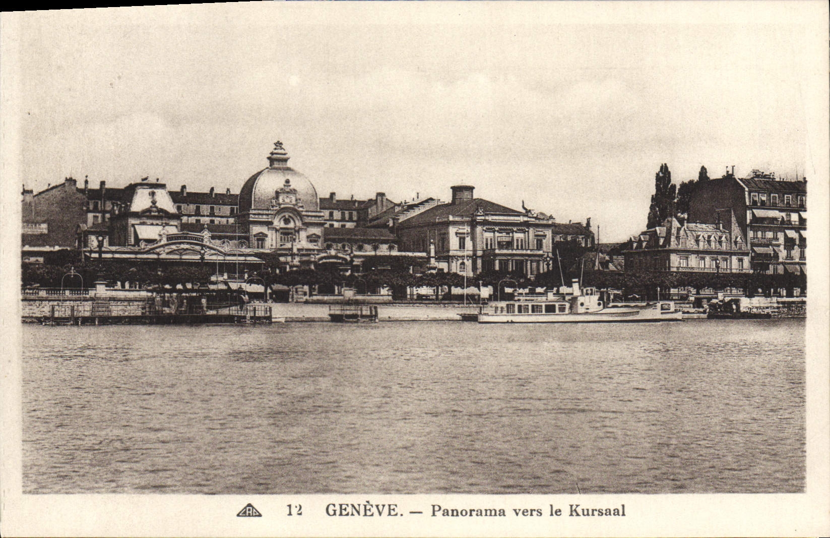 VINTAGE POSTCARD Geneva Panorama towards Kursaal Boat