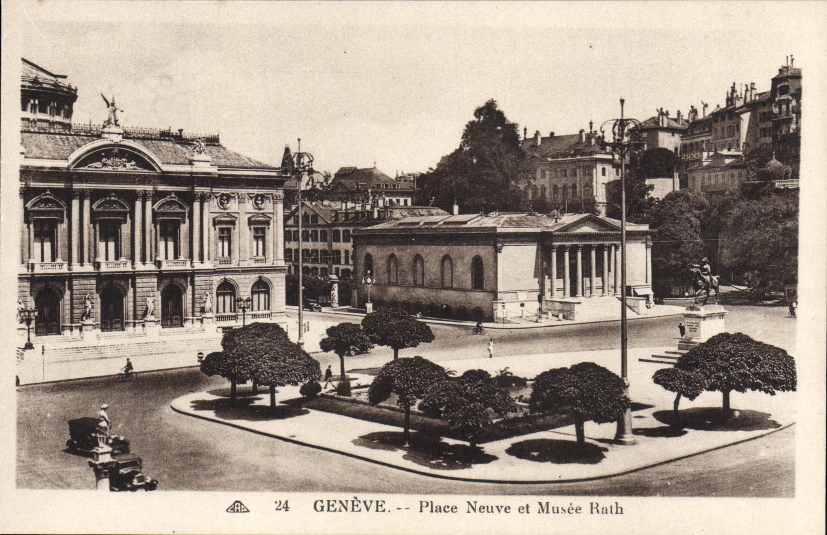 CPA Geneve Place Neuve et Musee Rath